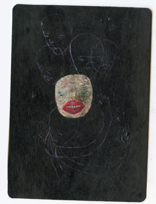 unadoptable:  Little Pocket Daemons for sale Acrylic paint and ink painted on primed wood (harvested birch). Kendrayee.com 