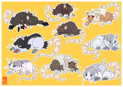 As you probably know, Rattomon is based on my first pet rat.What if I drew Rattomons based on ALL th