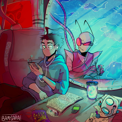 bamsara:ZaDf/r piece drawn in twitch steam. They’re on some…adventure….yeah. Dib makes Zim do all th