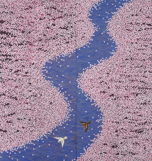 jareckiworld:Reiji Hiramatsu — Giverny, Monet’s Pond, Spring Colours  (diptych, traditional nihonga 