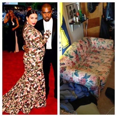 lacunal:fashion1derful:KIM THE COUCH. LOLi still maintain that is the most feral dress I have ever s