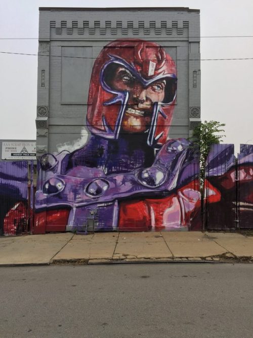 comicsforever: Magneto (Mural) // artwork by Jeremy M. Raymer (2017) Located at AAA Scrap Metals alo