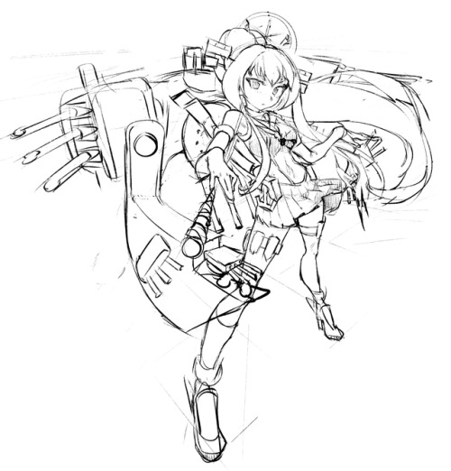 just a sketch of yamato from Kancolle. kancolle chars are so fun to draw&hellip;