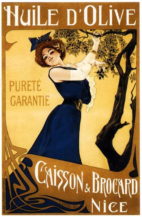 Huile d'Olive, Caisson & Brocard, Nice. by Halloween HJB French Art Nouveau ad for olive oil. ht