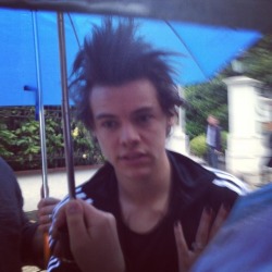  Someone took Harry’s hat off and he started saying “please give it back.” That’s why his hair was all crazy. 