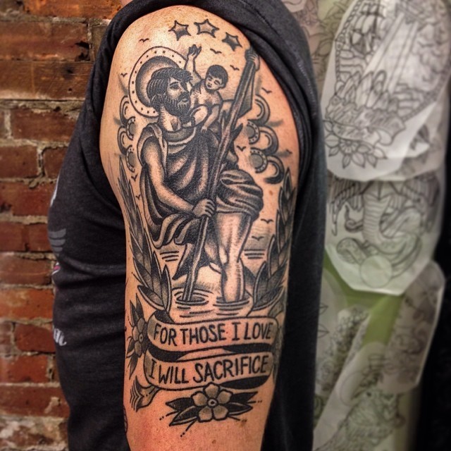 Tattoo uploaded by Jory Helmes  Saint Christopher done at a guest spot at  Bushido tattoo in Calgary  Tattoodo