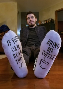 coffeetmaster: Do as the socks tell …  I have to thank @bearfootlover for this awesome gift idea. You can bring me coffee by donating to my PayPal   paypal.me/Nickneedsmoney 