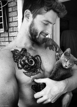 beautiful tattooed boys plus puppies = <3