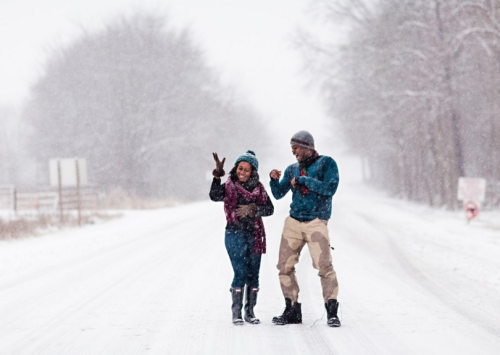 principleeleven:  thechanelmuse:  A Couple Had Their Engagement Photos Taken In the Blizzard and They’re Incredible While most of us were getting ready to spend the weekend inside, waiting out the blizzard, Felicia Sam and David Nartey were getting