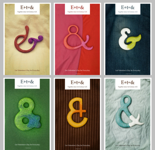 sixtensason:  mimilin:  betype:  Ampersand Valentine’s Day Postcards by Olga Protasova  & tellement de encore…  everyday