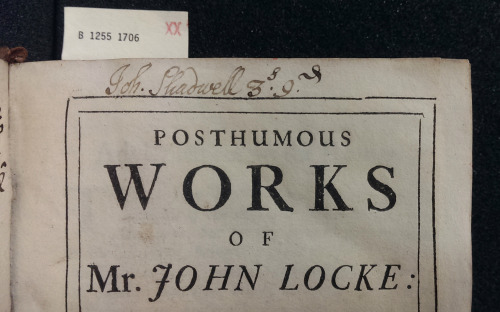 Posthumous Works of Mr. John Locke (1706)This collection of writings by notable Enlightenment philos