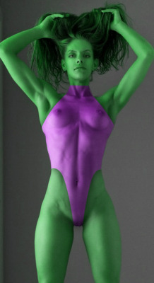 sensual-art:  She Hulk wasn’t a fan of the skimpy new costume, but the fans loved it.  Excellent idea! It works