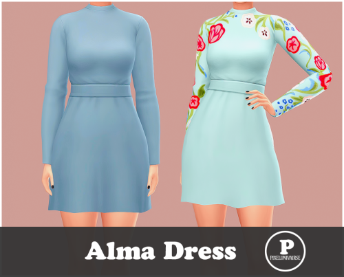 pixelunivairse: Alma Dress. New mesh. 15.swatches. BGC. Download. Enjoy!!!