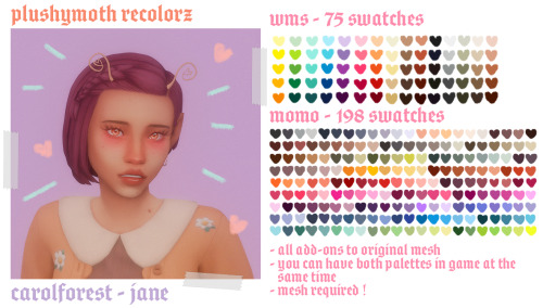 ♡  carolforest’s jane hair ( recolored ) ♡base game compatibletwo different palette options, choose 