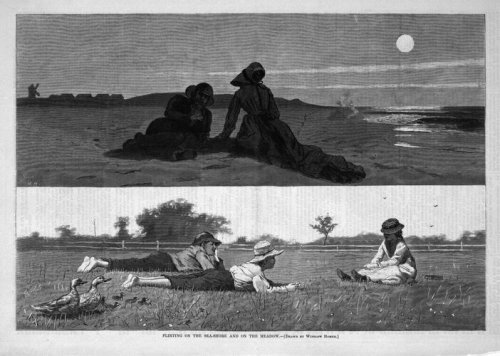 Flirting on the Sea-Shore and on the Meadow, Winslow Homer, 1874, Brooklyn Museum: American ArtSize:
