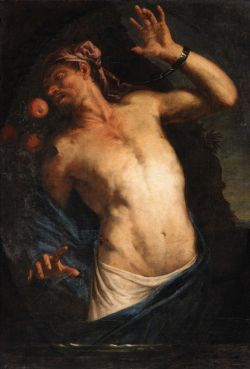 Attributed to Giovanni Battista Langetti (1625–1676) - Tantalus, oil on canvas, 130,3 x 90,5 cm.