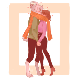 lovelyrosegold:  Never get enough of these two. Still deciding if I should let Asriel have sheep legs or human like legs. Hmmmmm. Anyways.. enjoy! Asriel character design belongs to @paychiri.    cuties being cuties~ &lt;3