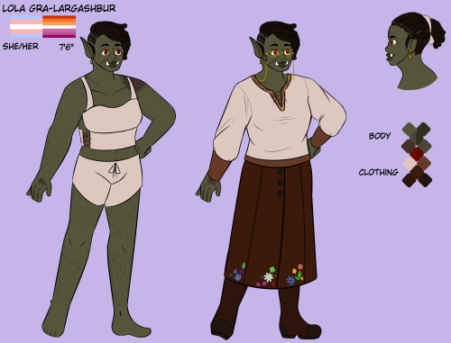 sexy-orc-singles: Name: Lola gra-Largashbur Age: 67 Gender/Pronouns: Trans woman, She/Her Sexuality: