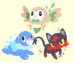 artricahearts:      rowlet, litten and popplio!