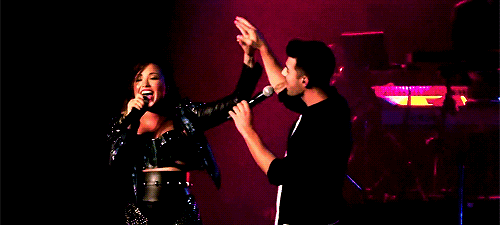 burrowjoe:  Demi Lovato and Joe Jonas reuniting onstage for the first time together since 2010 to perform “This is Me” at the Staples Center in Los Angeles, California - September 27, 2014. 