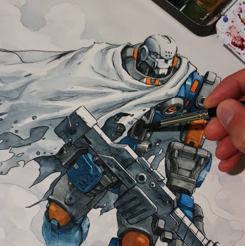 Apollo 1 WIP #Astrobots-#watercolor #illustration #robot #toynotch #toyforge #toy #mecha #comic http