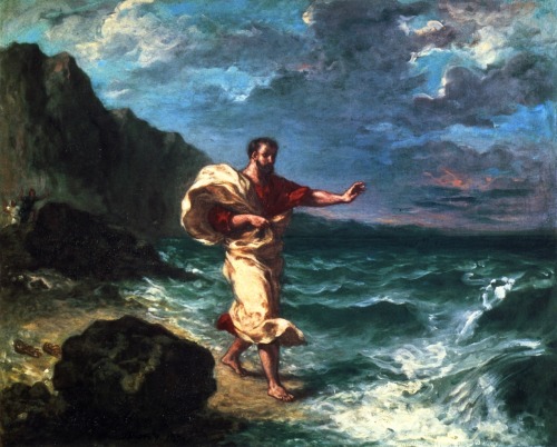 artsandcrafts28: Demosthenes Declaiming by the Seashore Eugène Delacroix 1859