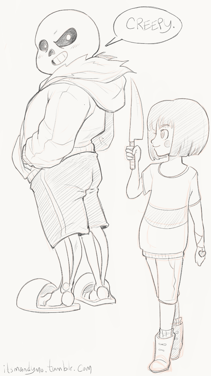 sans and chara (undertale) drawn by nano_mochi