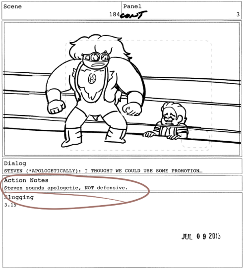 I feel like this note from the “Tiger Millionaire” storyboard says a lot about Steven’s character.