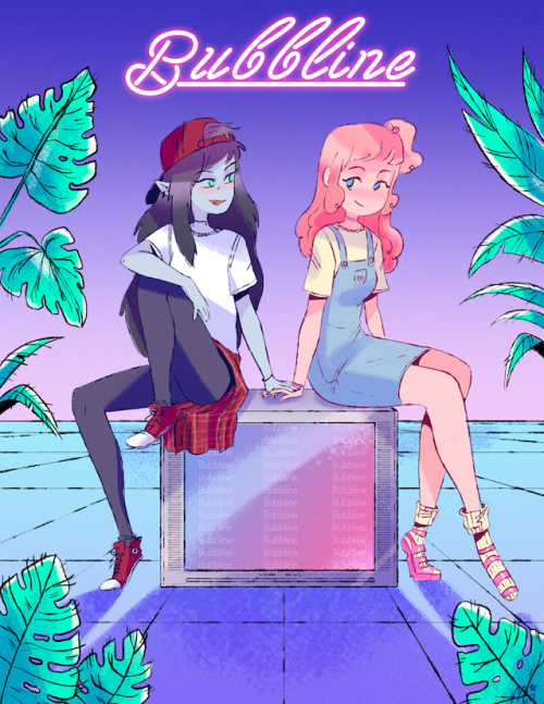 childofsquid:Bubbline commission I finished not too long ago &lt;3 Getting my girls in that vaporwav