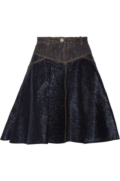 Metallic cotton-blend and woven skirt