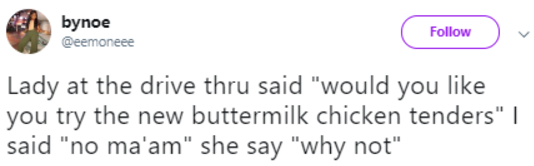 black–twitter:    They actually not that bad. Chick-Fil-A better, but they not bad. 