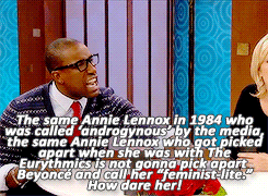 serfborts:Segun destroys Annie Lennox and 2 white feminists on the Wendy Williams show: [x] 