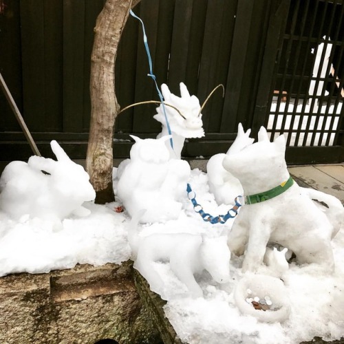 Superbes animaux en neige !! Merci à ceux qui ont fait ça. #snowanimals are so realistic in Japan! #