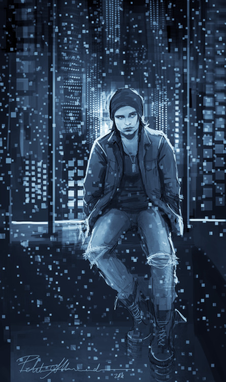 petiteallemande: Bucky on a RooftopDigital Painting/Sketch