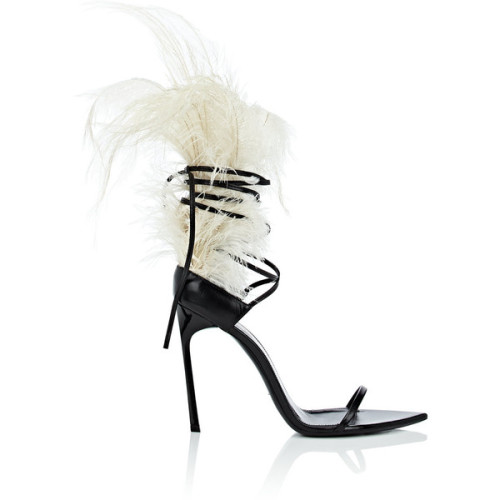 Saint Laurent Women&rsquo;s Talitha Leather Sandals ❤ liked on Polyvore (see more black stiletto