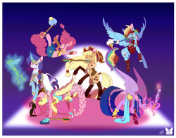 cckittycreative:  Wielders of the Keyblade Everyone together in on pic! I had a lot of fun doing these. Hope everyone enjoyed them. Twilight//Rainbow//Fluttershy//Pinkie//Rarity//Applejack 