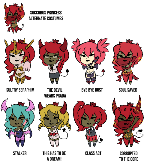 eversorthewry:  Unlockable Costumes for the Succubus!Not my particular choice for rescuing, but she has a surprising amount of depth in her story-arch. Don’t give her a pass, I highly suggest the adventure!