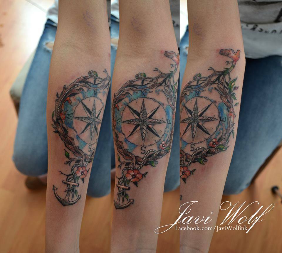 compass rose tattoo ankle