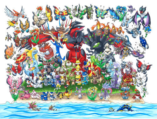 fishenod:  All 649 718 Pokemon, region by region - Kalos just added!  After 4 years since finishing Unova, I went with my masochistic tendencies and finally drew Kalos…in 3 days. After adding in all variations of Vivillon, Flabebe and its evolutions,