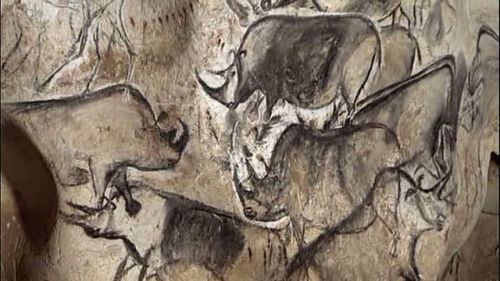 Replicas of paintings in the Chauvet Cave (France).  They date backaround 31,000 years, from the Aur