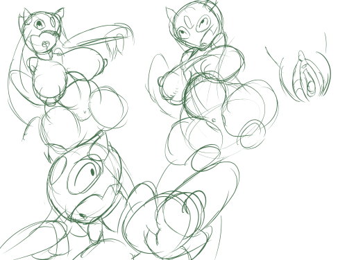 Couple of doodles of neve in both snowrunt and froslass forms. plus some alola meowth.