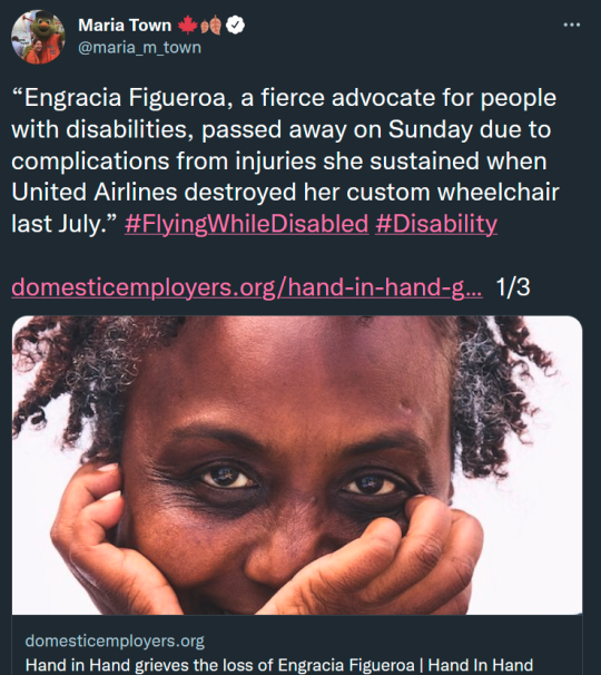 Tweets by maria town, about the passing of Engracia Figueroa.