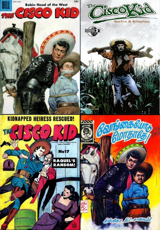 I didn’t know the Cisco Kid was such an international hero, here being examples of his run a Dell in the 50s, a modern day Moonstone reboot (no pun intended, but since I said I guess a little bit intended) Australia and India in Tamil.