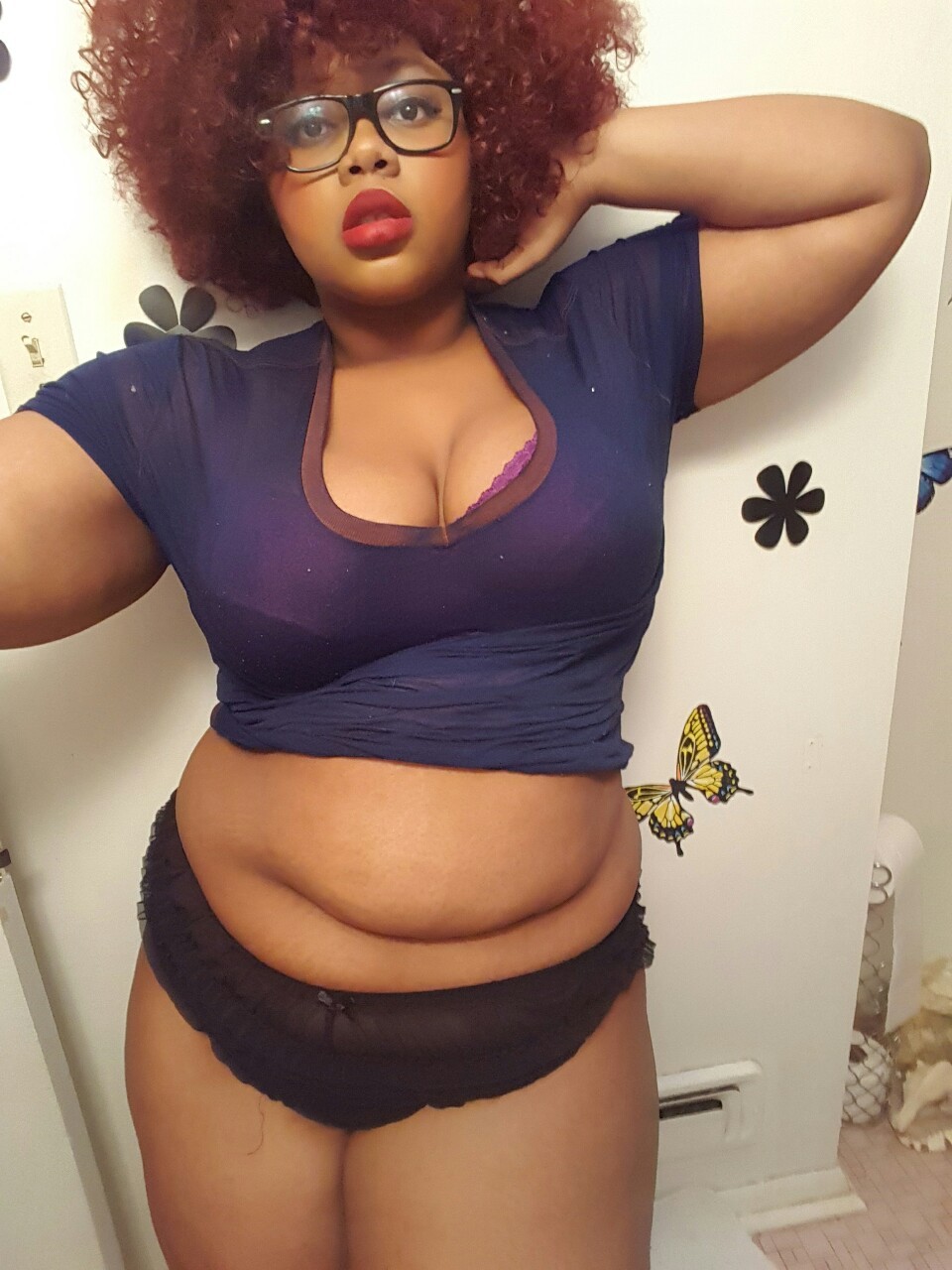 afatblackfairy:  Lazy Day~ ♡  If you want to see me wearing…less and you think