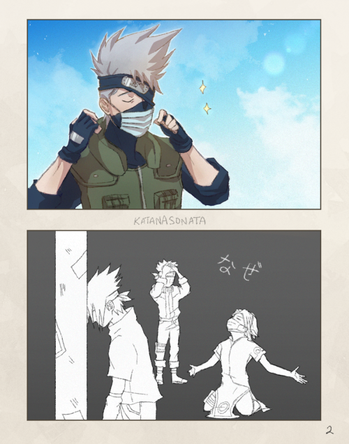 katanasonata:kakashi knows that wearing a mask keeps others safe! also this is my new comic style so