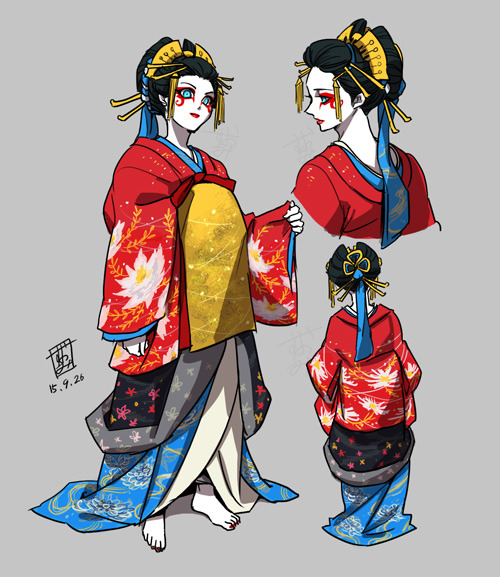 新品】オリジナル 透明水彩 桜 擬人化 F3 手描き アナログ