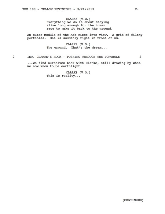 Hey everyone, For this week’s from Script To Screen we’re taking it WAY back. To the “Pilot” by Jason Rothenberg. 