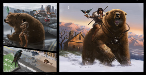 A Tryptic of a girl and her bear. no stronger bond exists in this world.