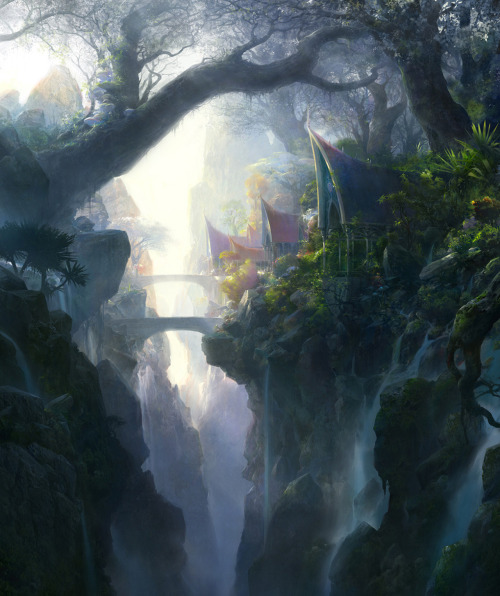 elvenforestworld:Beyond Rivendell © The Art of Jae Cheol Park