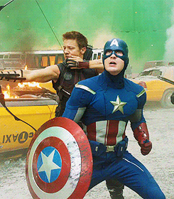 alphalewolf:  Chris Evans on the set of The Avengers. 